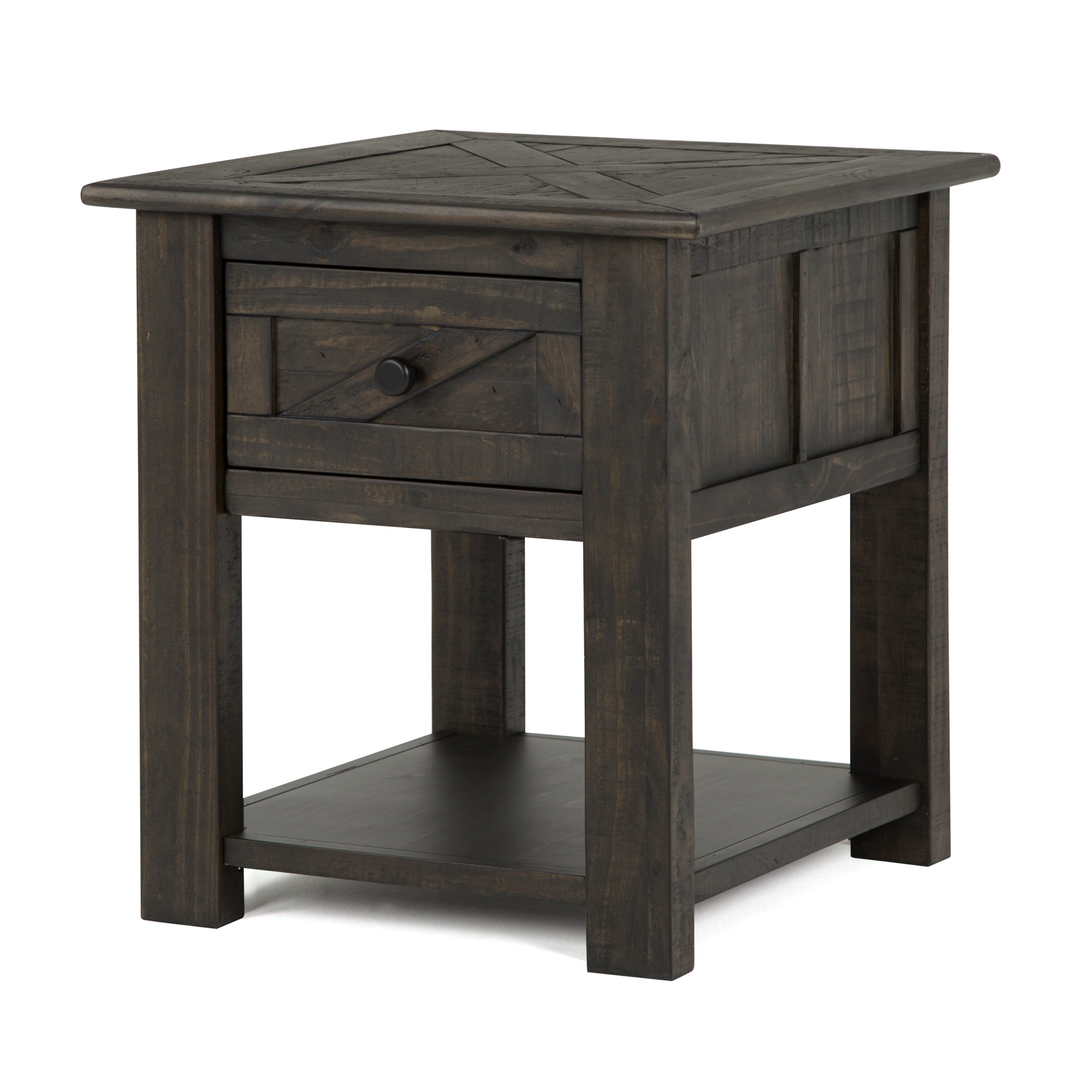 garrett rustic weathered charcoal storage end table tables furniture free shipping today rising coffee inch square pine side stand craigslist dining broyhill ottawa log set brown