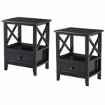 giantex nightstand set end tables storage shelf exxl bedroom black and wooden drawer for living room bedside accent home furniture side table round glass top coffee floor standing 150x150