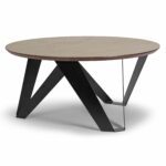 glamour aimi walnut finish round modern coffee table with black riva end painted metal legs narrow oval luxury wood tables glass dining set log cabin second hand west elm 150x150