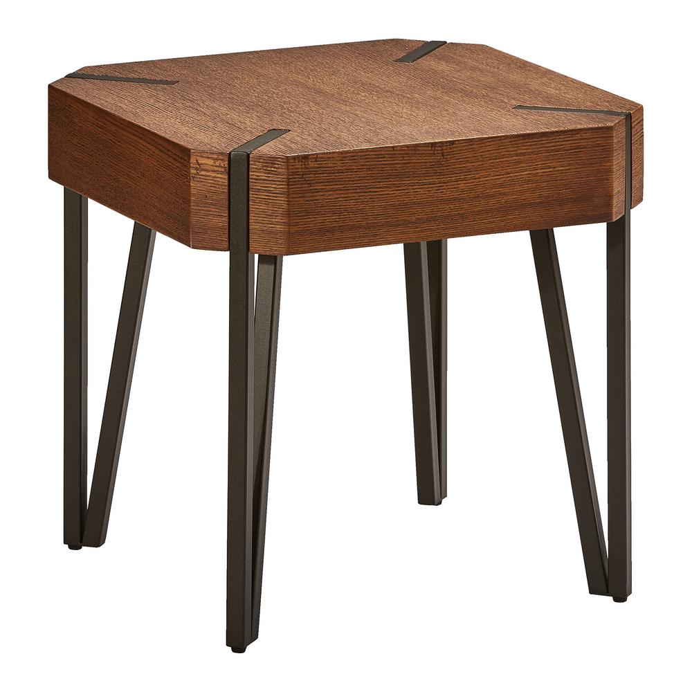 hamburg contemporary oak veneer and black metal end table tables the cart coffee can you paint over painted furniture vintage marble top side small round garden gold tall white