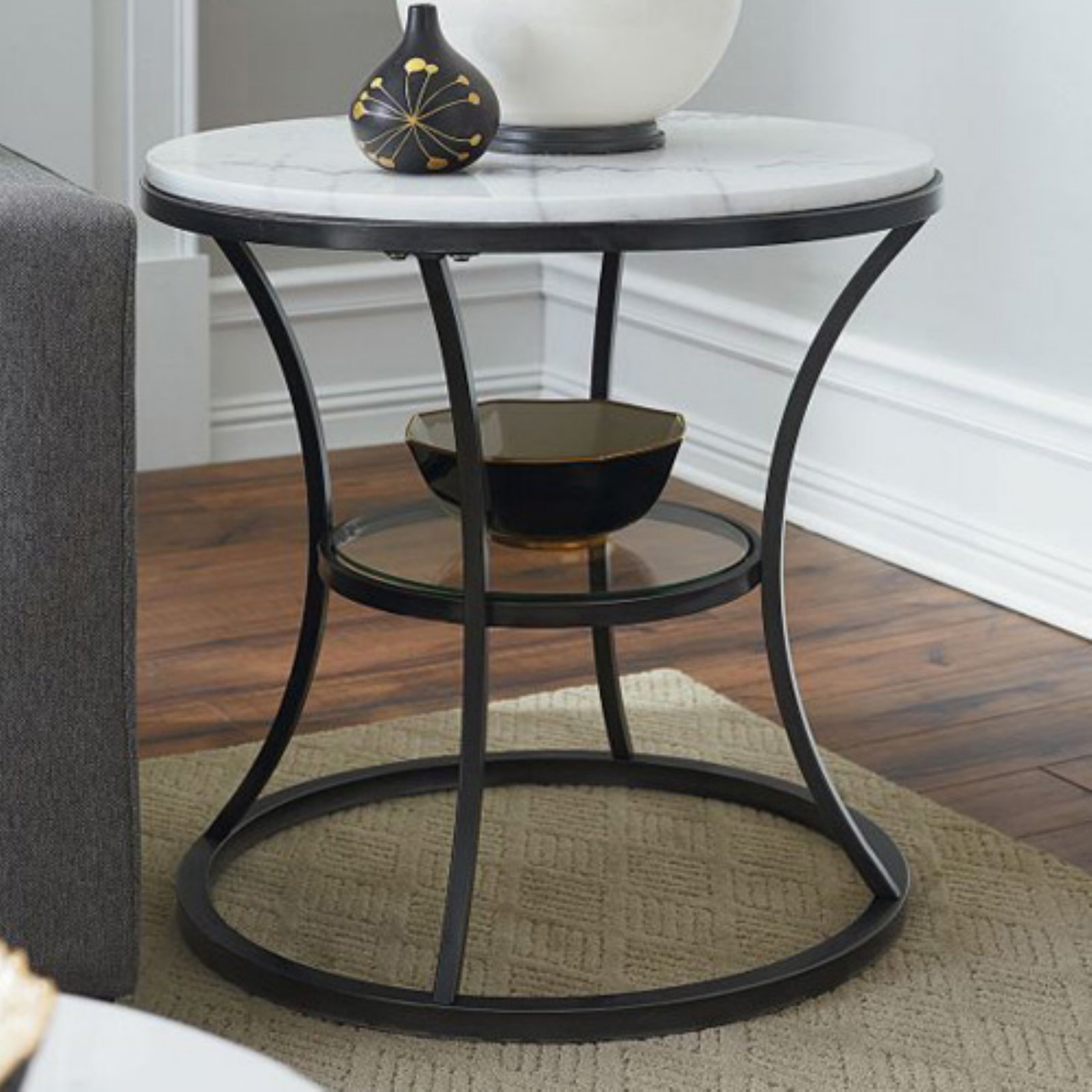 hammary furniture impact round end table products marble glass tables dark brown bedside cabinet rustic side behind the couch ikea old pallet wicker patio storage black ashley