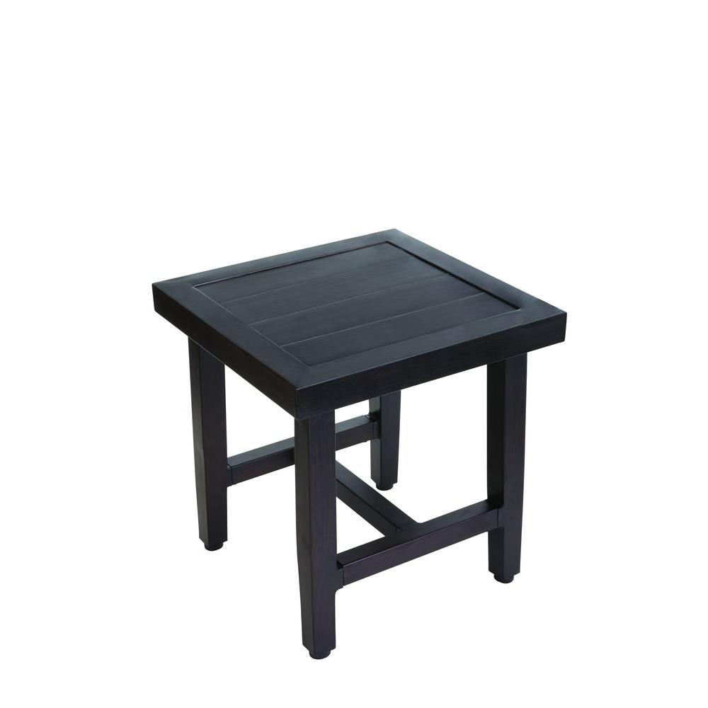 hampton bay woodbury metal outdoor patio accent table the side tables end painting veneer furniture black leather trunk coffee vintage ethan allen desk rustic lodge living room