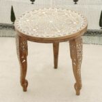 handmade jamun wood end table with leaf motifs from elephant elegant tables majesty teak ashley furniture glass top coffee light brown leather ott sofa pattern white cube bedside 150x150
