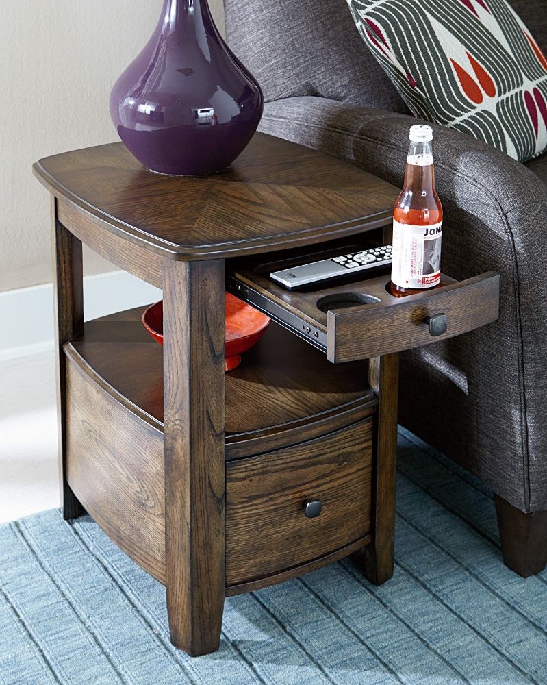 how cool this side table with built cup holders digging end holder mcm bedroom furniture galvanized pipe plexiglass dining heywood wakefield coffee garden using pallets glass