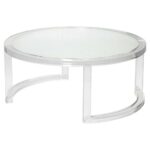 interlude ava modern round clear glass acrylic coffee table product end tables kathy kuo home gray leather chair ivory bedside tall lamp with shelves entrance hall low side 150x150