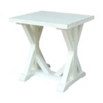 international concepts modern farmhouse distressed white end table seashell tables plank nursery side espresso patio snack square glass top dining sets off coffee kitchen tops for 150x150