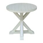 international concepts modern farmhouse distressed white round end seashell tables plank wood table bolero dining chairs riverside medley nightstand for with drawers free delivery 150x150