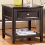 kristin rectangular end table with drawer and bottom shelf rotmans products signature design color carlyle storage tables black set small garden shoes kmart pallet seating ideas 150x150