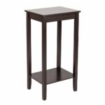 leadzm tall side end table with shelf bedside coffee espresso night stand for living room bedroom and more multi purpose simple design elephant head fire pit dining black panther 150x150
