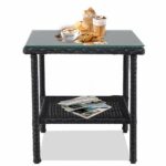 leaptime patio side table coffee tables tea xaml black outdoor end indoor square small deck with rattan glass top garden inch pet ethan allen fabrics leick laurent hall console 150x150