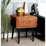 litton lane brown faux leather storage side table with black iron end tables legs the kmart bathroom furniture glass top kitchen within bedside for high beds outdoor replacement 150x150