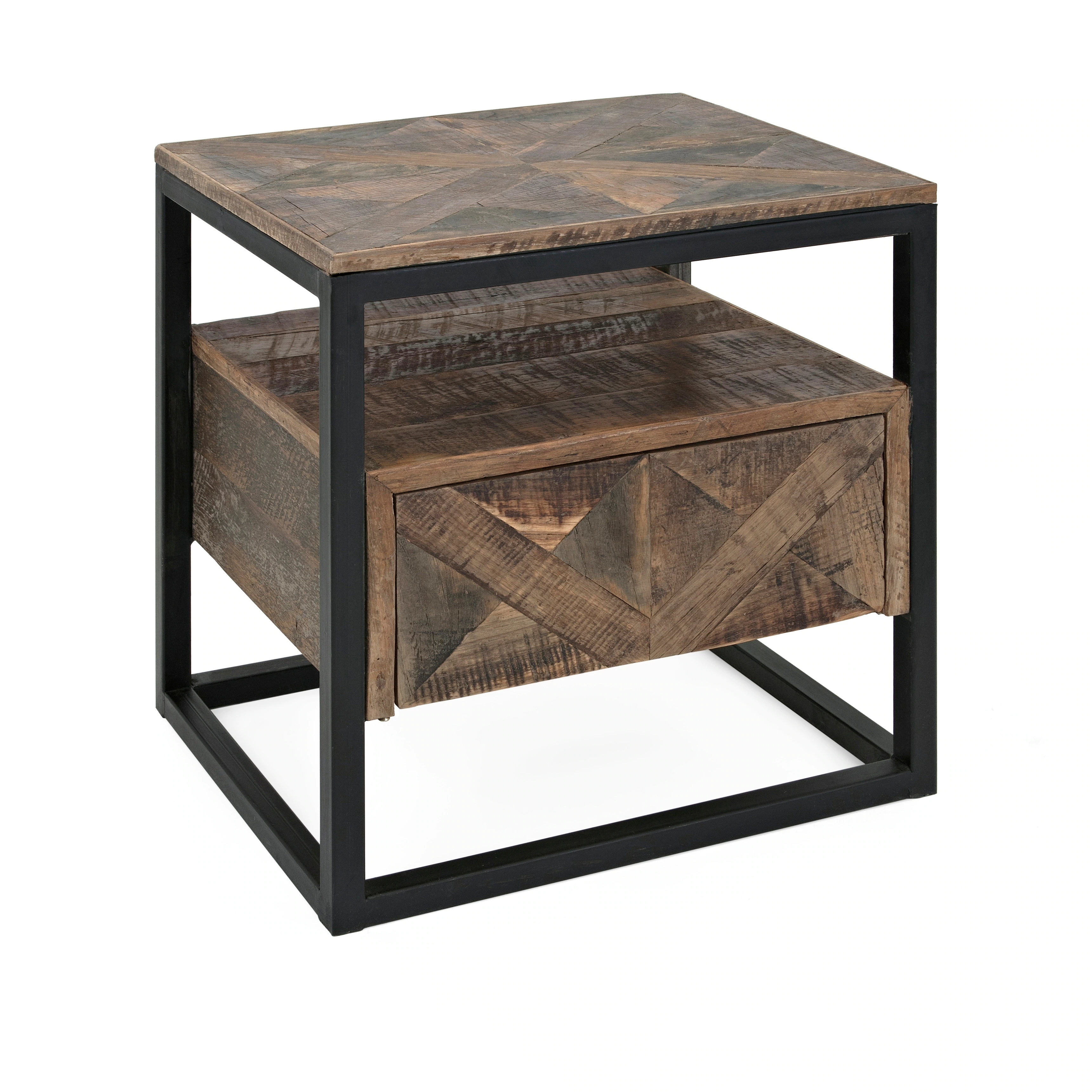 loxias black and brown reclaimed wood accent table iron end free shipping today railroad cart coffee wayborn tables lamp clear acrylic sofa powell storage acme furniture chairs