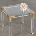 lucia acrylic side table white and gold furniture plexiglass end tables coffee with stone inlay wood nic inch high console glass top dining chairs unfinished island night brass 150x150