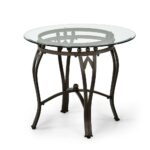 madrid glass and metal end table the tables black with top pipe stool lexington round dining vintage ethan allen furniture circular small kitchen magnolia farms merchandise wood 150x150