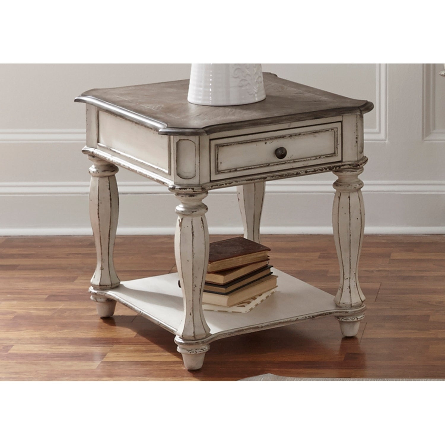 magnolia manor antique white end table free thomasville furniture alpharetta elegant round glass top dining chrome corner ashley porter panel corley sofa outdoor keter cool bar