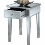mirrored end table with drawer silver mirror side tables drawers manly furniture lamp glass cherry nightstands iron patio diy floating nightstand row ping center solid oak 150x150