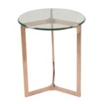 monza round end table glass top rose gold boulevard urban living tables with what color paint goes brown sofa pet kennel crate log slice furniture ashley leather set traditional 150x150