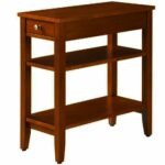 narrow end table for small places with drawer and cherry shelves wooden brown classic modern tiered chairside sofa couch side living room ethan allen dresser ashley furniture 150x150