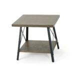 noble house camaran industrial gray toned faux wood end table with black tables iron legs ashley round clear acrylic sofa behind the storage small and narrow console powell square 150x150
