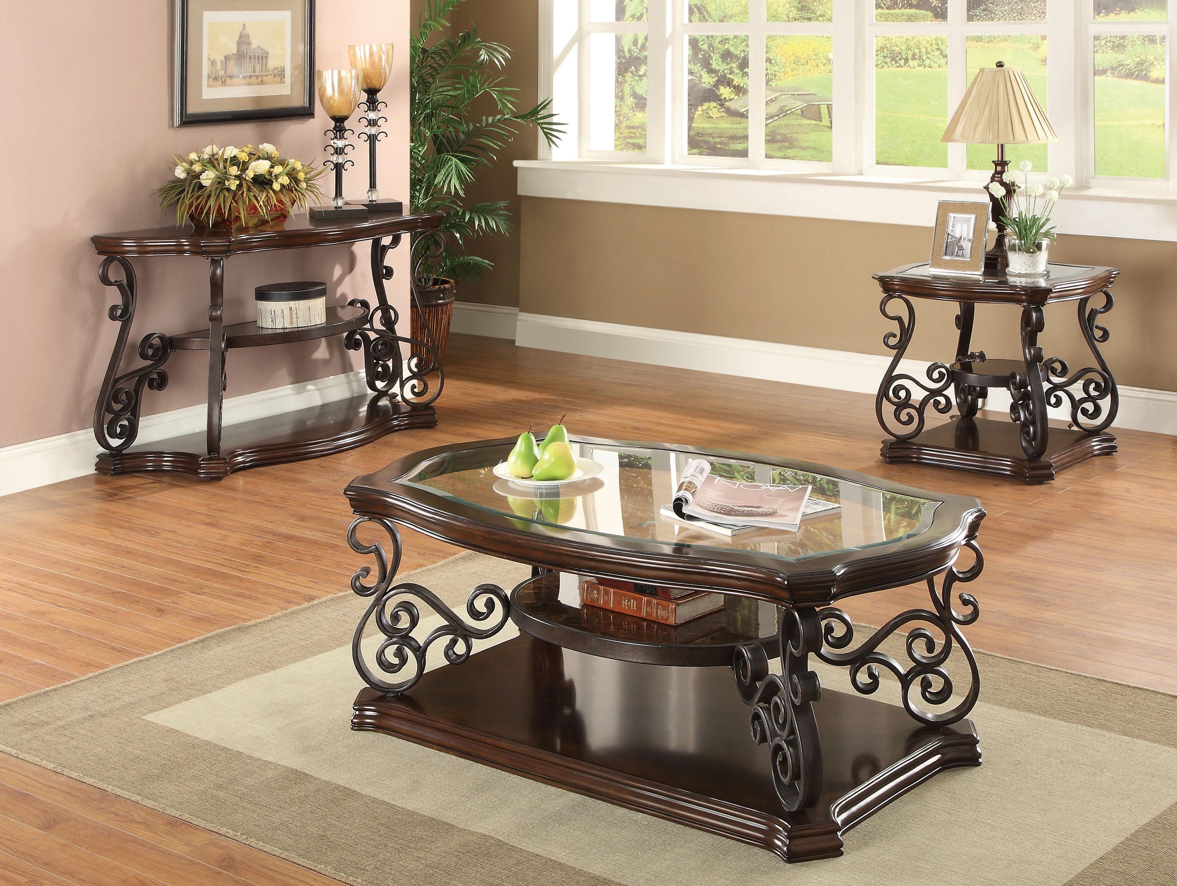 occasional group traditional coffee table with tempered glass top collections zaa tables and end set large side storage painted wood big living room sauder furniture milwaukee