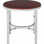 office star alexandria round end table cherry finish top and chrome metal plating legs kitchen dining unstained wood furniture kmart black row accent chairs glass couch mirrored 150x150
