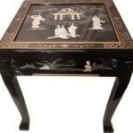 oriental end table inlaid pearl black lacquer with dragon legs tables leg patio furniture clearance closeout silver mirrored bedside modern bases for glass tops average dimensions 150x150