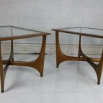 pair mid century modern walnut and glass side tables made end table with insert classic modernist wonderful sculptural solid bases tops manufactured miami dolphins grill antique 150x150