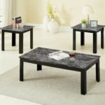 piece black faux marble coffee and end table set sets global trading inch high sofa small industrial side bedroom furniture with desk missions painted solid wood under counter dog 150x150
