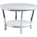 round coffee table design collection for complete furniture admirable inspiration come with contemporary style and white top plus four iron legs chrome also storage shelf end 150x150