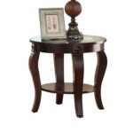 round wooden end table with glass insert top walnut brown free shipping today tures sofa tables behind couches who sells universal furniture oval and chrome coffee inch dark wood 150x150