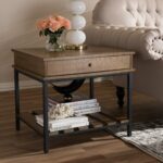 rustic brown and black end table baxton studio free tables real genuine leather sofas oak side with storage square bench small gray coffee bamboo baskets blocking fireplace 150x150