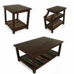 rustic coffee table set for living room dark wood end tables side chairside accent reclaimed wooden veneers vintage with shelves contemporary spray paint kitchen plexiglass 150x150