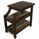 rustic dark wood end table side chairside accent small tables reclaimed wooden veneers entryway vintage living room with shelves contemporary farmhouse traditional white bedside 150x150