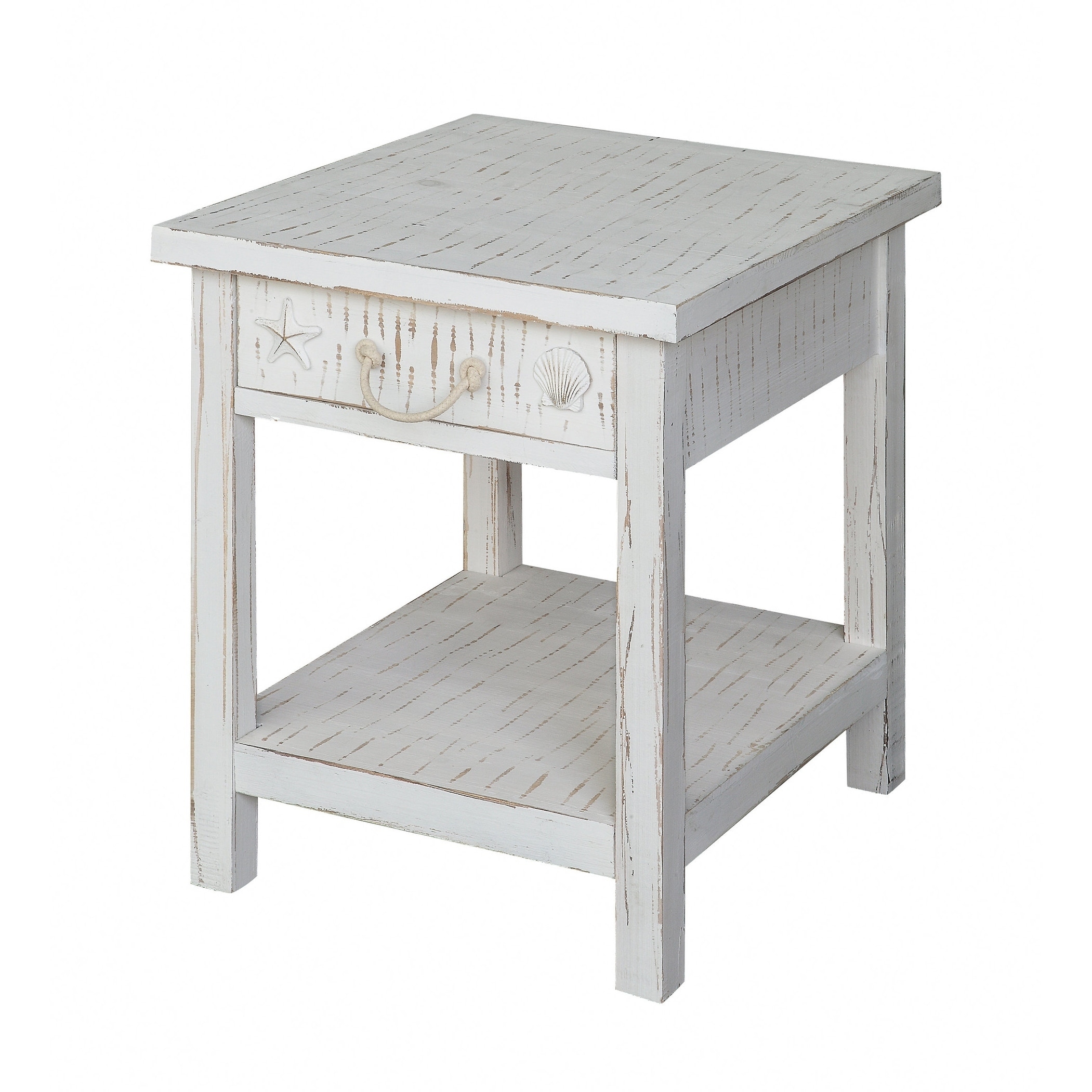 seaside white coastal end table free shipping today tables small space living room the wolf creek kmart outdoor settings huntington bedroom furniture liberty distributors kaden