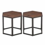 set end tables hexagon modern leisure wood coffee table and with metal legs for living room balcony office kitchen dining homesense footstool small glass rooms leather furniture 150x150
