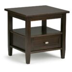 simpli home warm shaker solid wood wide rustic end side table tobacco brown tables black powell furniture phone number floor lamp with shelves antique vanity mirror bench outdoor 150x150