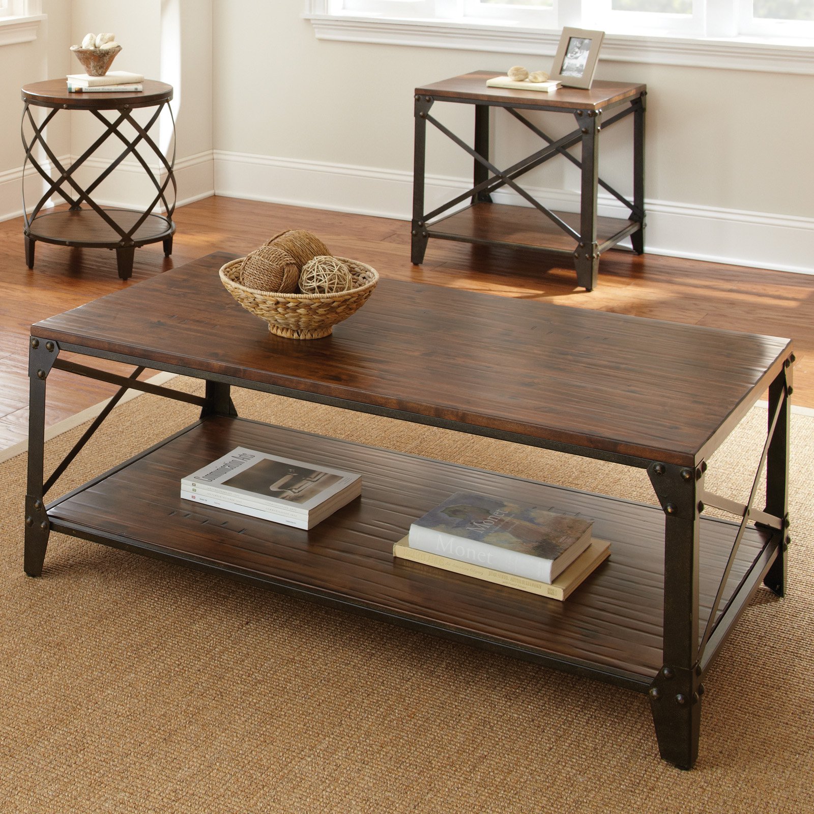 steve silver winston rectangle distressed tobacco wood and metal coffee table end tables white square cocktail medium dog cage round glass wrought iron diy pen indoor pottery barn