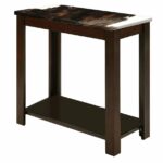 the furniture cove new cappuccino espresso finish end table featuring authentic dark brown cowhide kitchen dining allan heron rugs that match leather accent riverside aberdeen 150x150