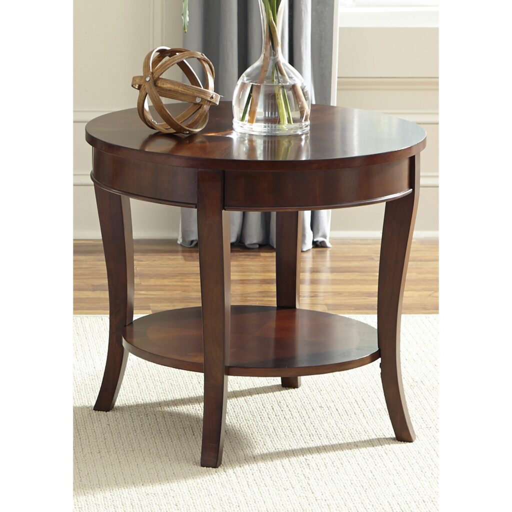 Round End Table Cherry Finish - Grottepastenaecollepardo 