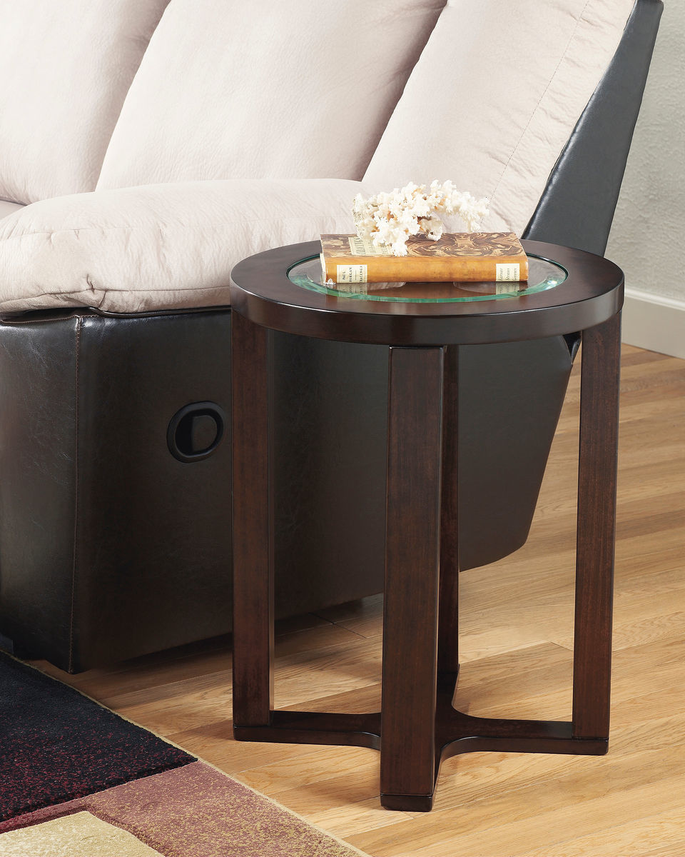 the marion dark brown round end table available royal star tables glass top outdoor furniture stanley bunk beds twin over full bedroom design broyhill lenoir dining set palliser