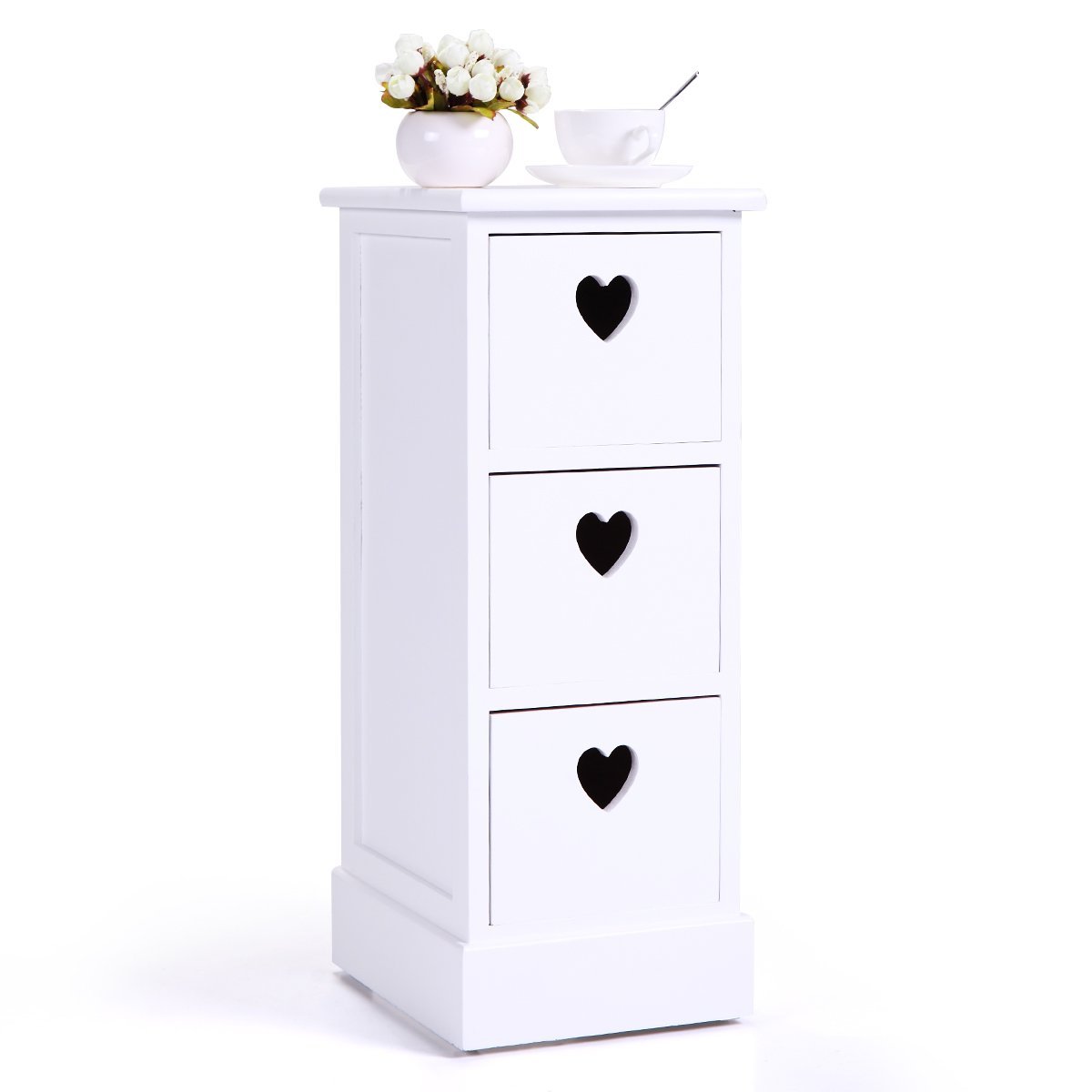 Tobbi White Nightstand Table End Side Bedside Dresser Chests With