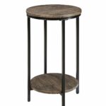 ton lane antique wood finish two tiered round end distressed table side with storage shelf for living room pecan kitchen liberty entertainment console lazy boy sofa chair 150x150
