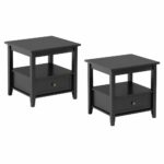 topeakmart black end table with bottom drawer and open sofa tables storage shelf for living room side set kitchen dining kmart childrens acme furniture fort worth the brick small 150x150