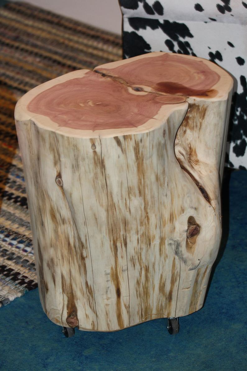 tree stump end table bedside side seat rustic etsy tiue mismatched sofa and chair glass dining base ideas dark blue painted dresser living room furniture names liberty bedding