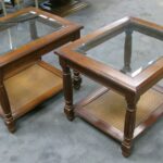 two mersman side end tables beveled glass top wicker bottom fullxfull ircc rattan with shelf cherry wood stained maple used best coffee for small living rooms accent table behind 150x150