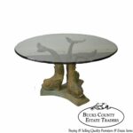 vintage bronze dolphin base round glass top center dining table end details about patio leons pub broyhill bedroom furniture reviews card and chairs target rosewood coffee leather 150x150
