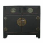 vintage distressed black lacquer oriental chinese side table cabinet end tables details about contemporary wood average dimensions glass top nesting coffee antique white round 150x150