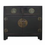 vintage distressed black lacquer oriental chinese side table cabinet end tables golden lotus antiques target shelf bookcase homesense coffee outdoor conversation sets storage 150x150