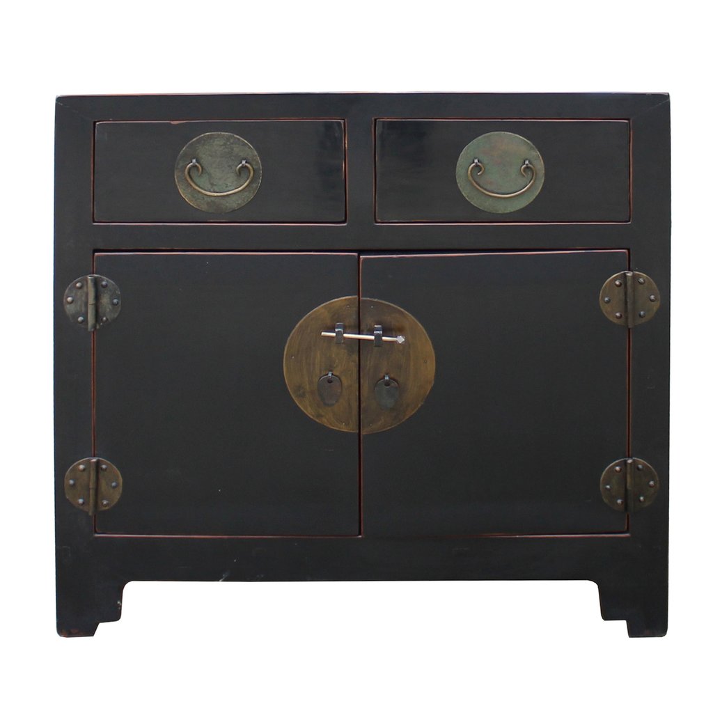 vintage distressed black lacquer oriental chinese side table cabinet end tables golden lotus antiques target shelf bookcase homesense coffee outdoor conversation sets storage