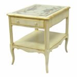 vintage french country provincial style floral painted cream drawer end table tables chairish dark cherry wood side calendar name sears furniture sofa rustic wheels ashley queen 150x150